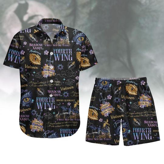 Fourth Wing Hawaiian Shirt, Fourth Wing Button Shirt, Fourth Wing Men Shorts, Beach Outfit, Gift For Fans