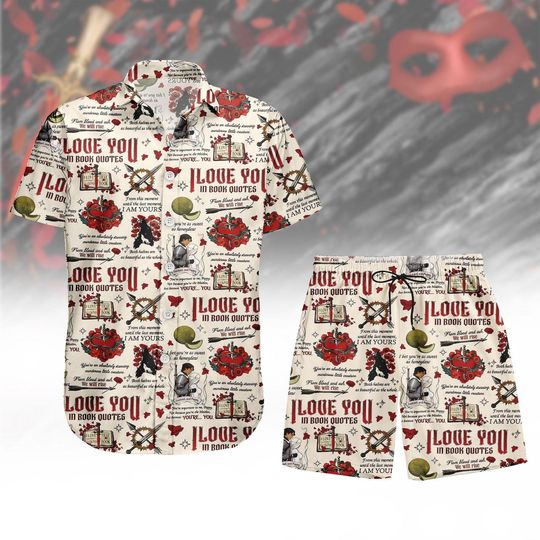 Discover Book Quotes Hawaiian Shirt, Romantic Button Shirt, Love Men Shorts, Vacation Outfit, Gift For Readers