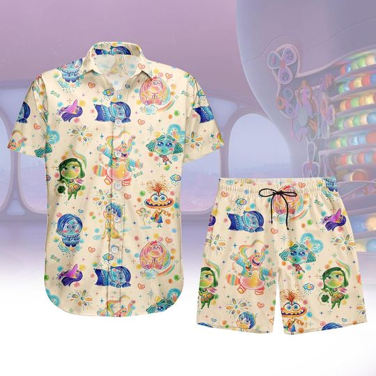 Discover Inside Out Hawaiian Shirt, Disney Button Shirt, Pixar Men Shorts, Vacation Outfit, Gift For Him