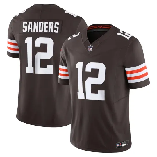 Discover Men's/Youth Brownss #12 Shedeur Sanders Brown All Printed Game Player Jersey