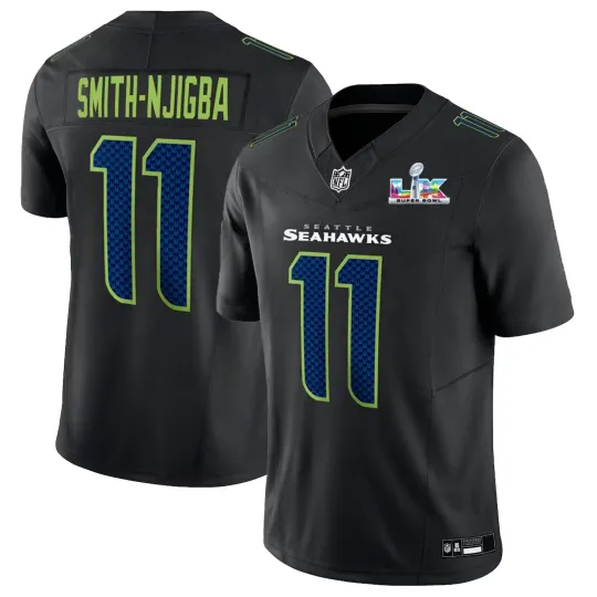 Discover Men's Seahawkss Jaxon Smith-Njigba Black Super .Bowl LX Jersey