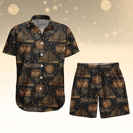 Discover Night Court Hawaiian Shirt, Fantasy Button Shirt, Fantasy Men Shorts, Vacation Outfit, Gift For Him