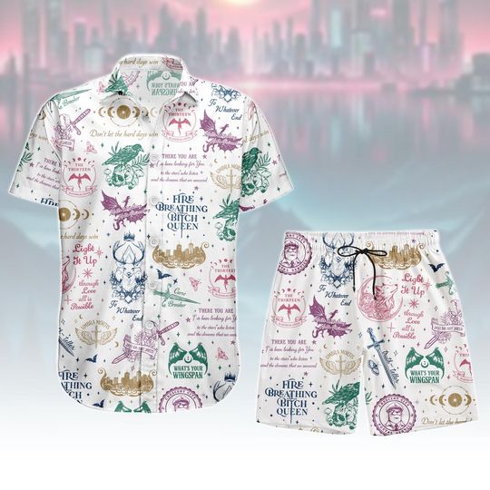 Discover Fantasy Dragon Hawaiian Shirt, Fire Breathing Button Shirt, Mythical Men Shorts, Beach Outfit, Gift For Him