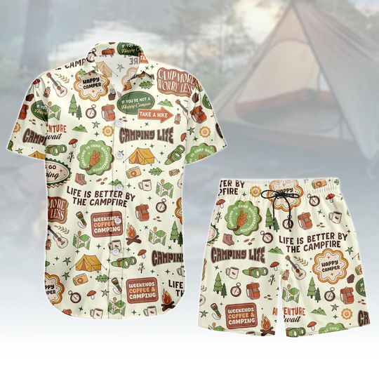 Discover Camping Hawaiian Shirt, Adventure Button Shirt, Nature Men Shorts, Vacation Outfit, Gift For Campers