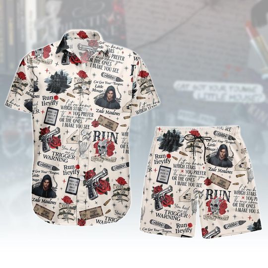 Discover Dark Fantasy Hawaiian Shirt, Gothic Button Shirt, Horror Men Shorts, Beach Outfit, Gift For Fans