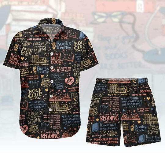 Discover Book Lover Hawaiian Shirt, Reading Button Shirt, Book Club Men Shorts, Summer Outfit, Gift For Him