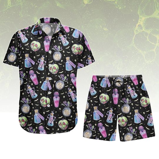 Discover Potion Theme Hawaiian Shirt, Magic Spell Button Shirt, Witchy Men Shorts, Vacation Outfit, Gift For Him