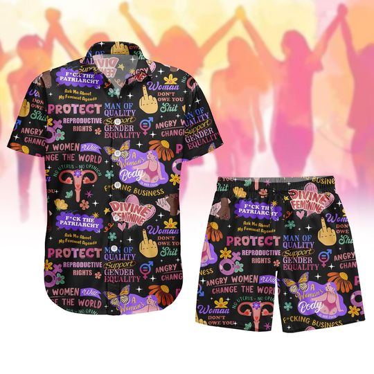 Discover Feminist Hawaiian Shirt, Empowerment Button Shirt, Equality Men Shorts, Summer Outfit, Gift For Activists