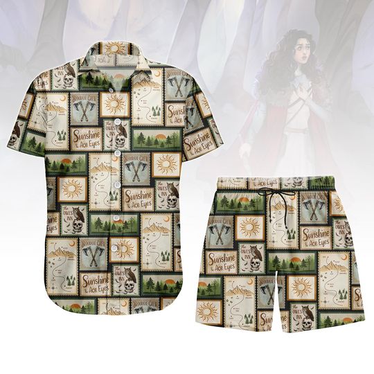 Discover Fantasy Book Button Shirt, Dragon Hawaiian Shirt, Men Shorts, Dragon Rider Summer Outfit, Bookish Hawaii Outfit, Gift For Him