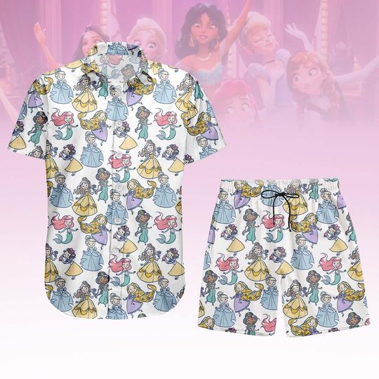 Discover Disney Princess Button Shirt, Hawaiian Men Shirt, Men Shorts, Disney Hawaii Shirt, Summer Vacation Outfit, Gift For Her