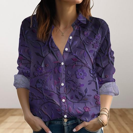 Discover Boho Purple Floral Blouse Shirt for Women
