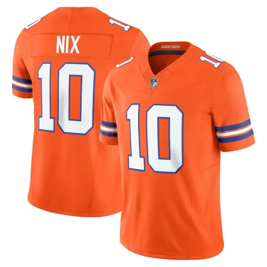 Discover Broncos #10 Bo Nix Orange Mile High Collection 1977 Throwback Stitched Jersey