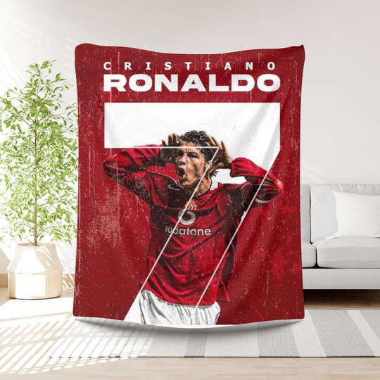 Ronaldo Football Blanket Boys Gift Idea Soccer Player Bedding Birthday Present Sports Lover Throw Gift for Boys Football lover Soccer gift