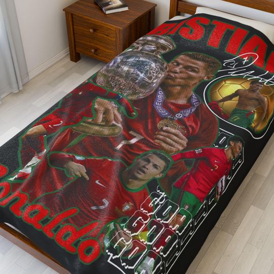 Ronaldo Soccer Star Collage Velveteen Plush Blanket | Football Player Montage