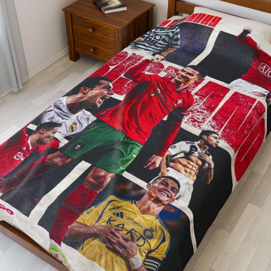 Discover Soccer Star Collage Velveteen Plush Blanket | Football Player Montage