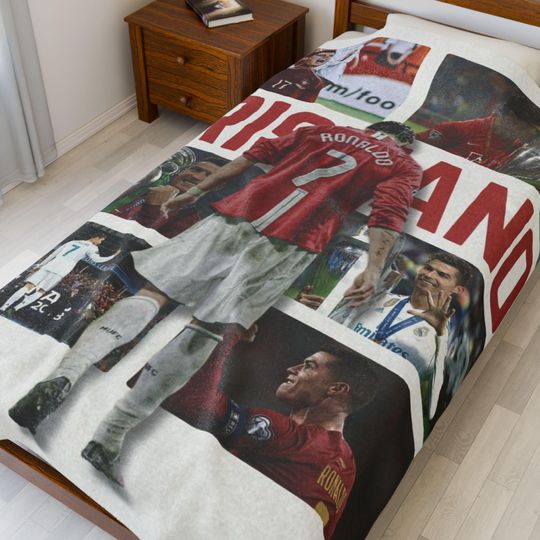 Ronaldo Soccer Star Collage Velveteen Plush Blanket | Football Player Montage