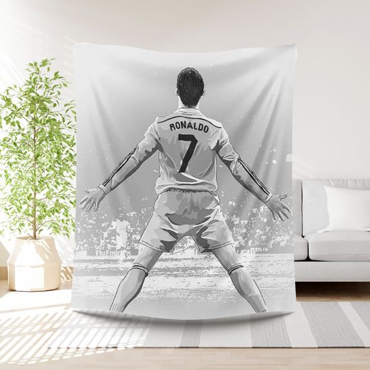 Ronaldo Football Blanket Boys Gift Idea Soccer Player Bedding Birthday Present Sports Lover Throw Gift for Boys Football lover Soccer gift