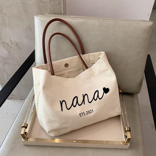 Discover Nana est Tote bag -personalized grandma gift- mothers day gift for grandma-new grandma gift-gifts for grandma -KUR6