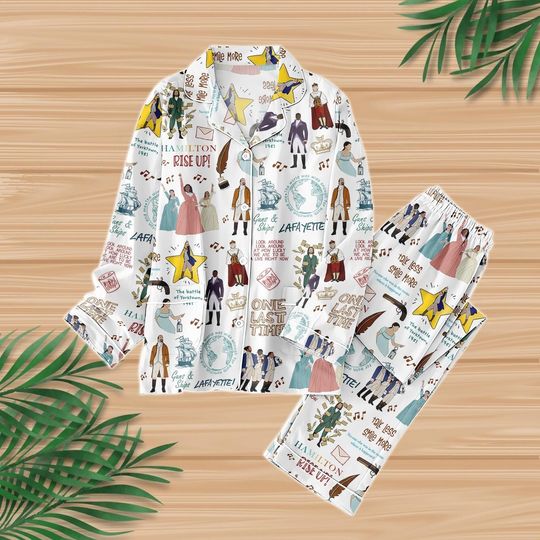 Discover Hamilton Musical Pajamas Set, Broadway Musical Sleepwear, Alexander Hamilton Eliza PJs, Revolutionary Theater Nightwear Gift For Her