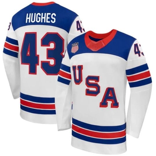 Discover Quinn Hughes #34 Jersey - USA 2026 Winter Men's White Hockey Printed Shirt