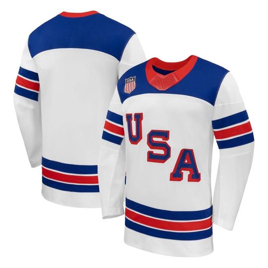 Discover Men's Blank Hockey Jersey - USA 2026 Winter White Printed Shirt