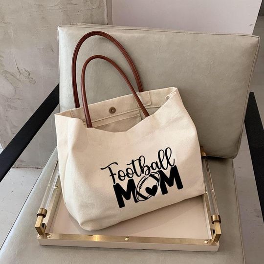 Football Mom Canvas Tote Bag for Mother's Day