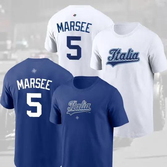 Discover Jakob Marsee #5 Italy Baseball 2026 World Baseball Name & Number
