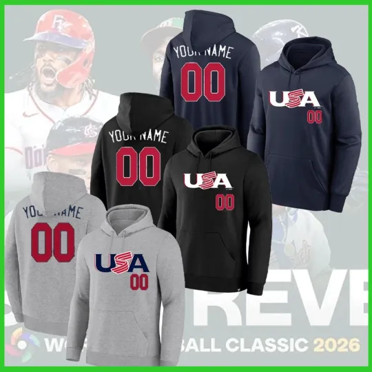 Personalized Team USA World Baseball Classic 2026 Name and Number Hoodie