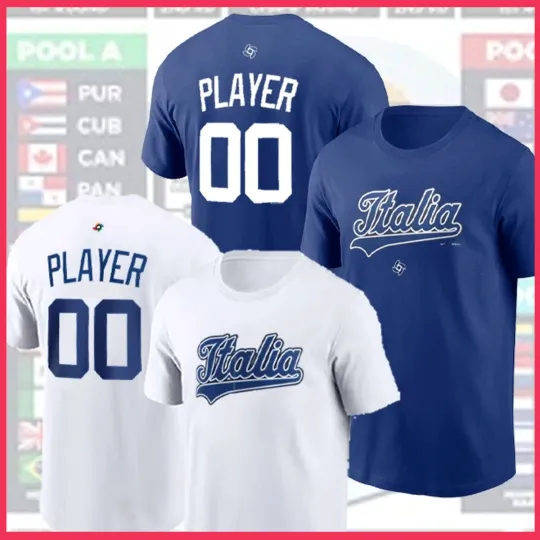 Discover Personalized Italy Baseball 2026 World Baseball Classic Name & Number For Fan