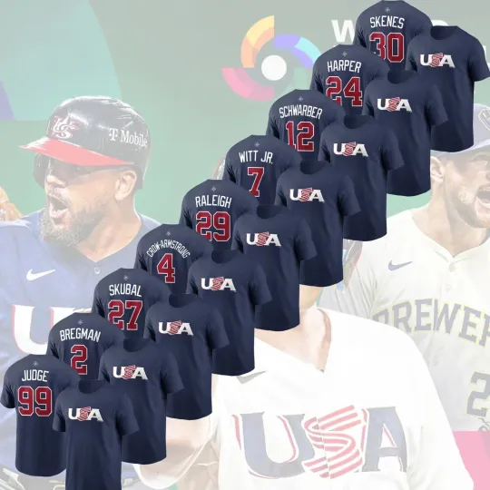 Discover Navy's U.S.A 2026 World Baseball Player Name & Number Gift For Fans