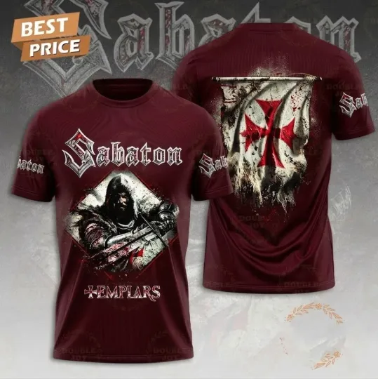 Discover Very Rare Sabaton Band Templars 2025 Tour 3D T-Shirt