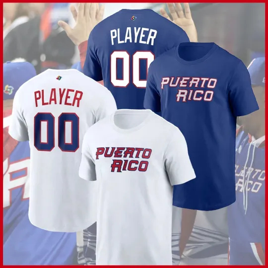 Discover Custom Puerto Rico Baseball 2026 World Baseball Classic Player T-shirt For Fans