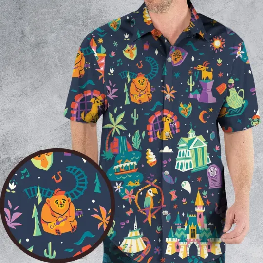 Discover Disney Hawaiian Button Down Shirt