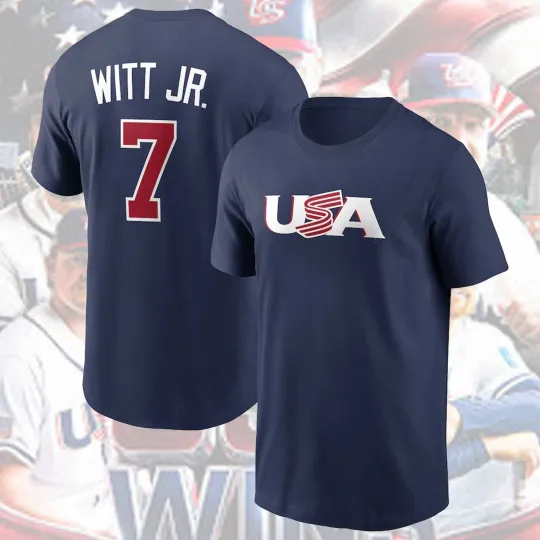 Discover Bobby Witt Jr #7 T Shirt, USA Baseball 2026 World Baseball Shirt Navy S-2XL