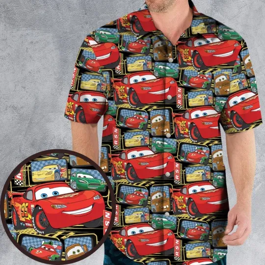 Discover Cartoon Racing Car Hawaiian Shirt, Button down unisex adults S-5XL