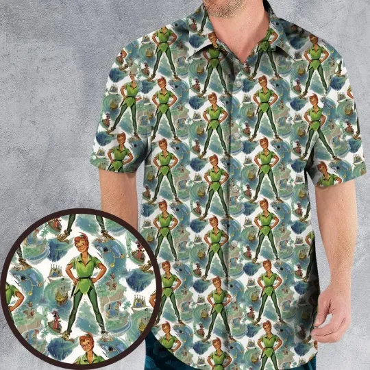 Peter Pan Hawaiian Button Down Shirt