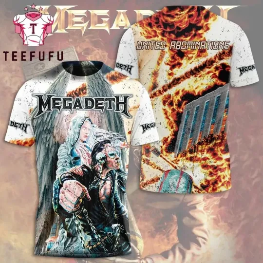 Megadeth United Abominations 3D All Over Print T Shirt Thrash Metal Band Graphic