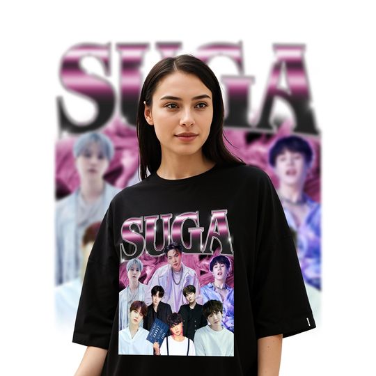 Discover Suga Throwback Graphic Tee, 90s Retro Unisex T-Shirt, Vintage KPop Aesthetic Top, Limited Edition Gift