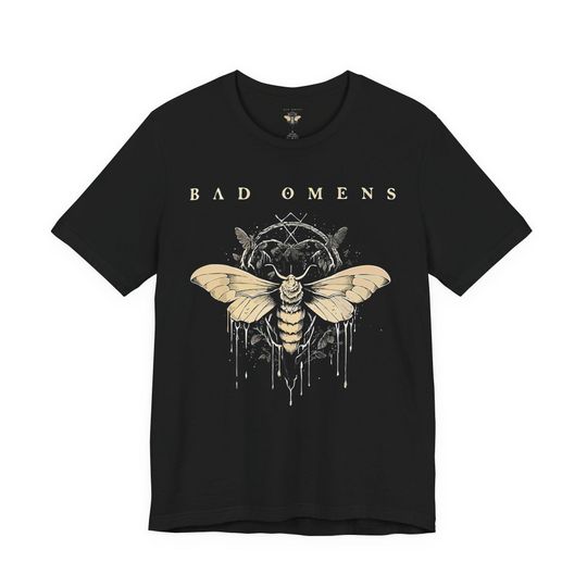 Discover Omens Moth graphic Tee | gothic band shirt, vintage occult design