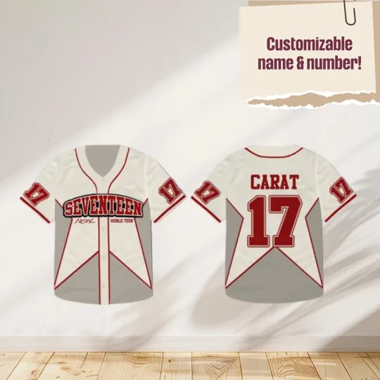 SEVENTEEN Beige Baseball Jersey Star Shirt Kpop CARAT Concert Outfit