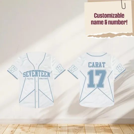 Discover SEVENTEEN White Baseball Jersey Star Shirt Kpop CARAT Concert Outfit