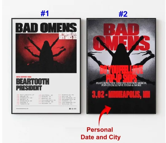 Bad Omen Do You Feel Love 2026 Tour Poster, Custom Concert Date