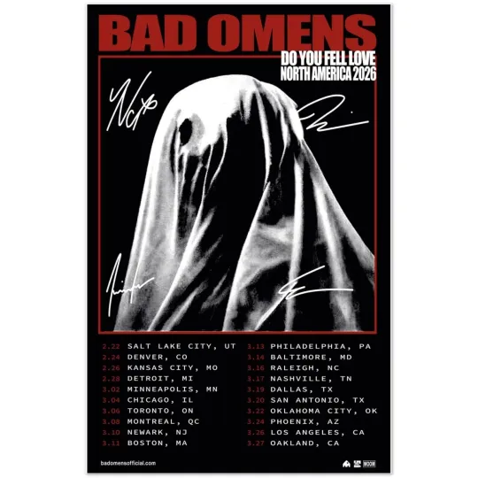 Discover Bad Omens Do You Feel Love North America Tour 2026 Concert Poster