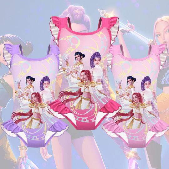 Discover Kpop Demon Hunters Swimsuit Set, Huntrix Girls Rumi Mira Zoey Swimsuit, Anime Kawaii Summer Beachwear, Toddler & Kids Pool Outfit