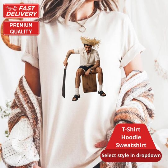 Discover Benito Straw Hat Graphic Tee, Bad Bunny Tour Shirt, Retro Latin Trap T-Shirt, Unisex Concert Outfit, Puerto Rico Fan Merch Gift