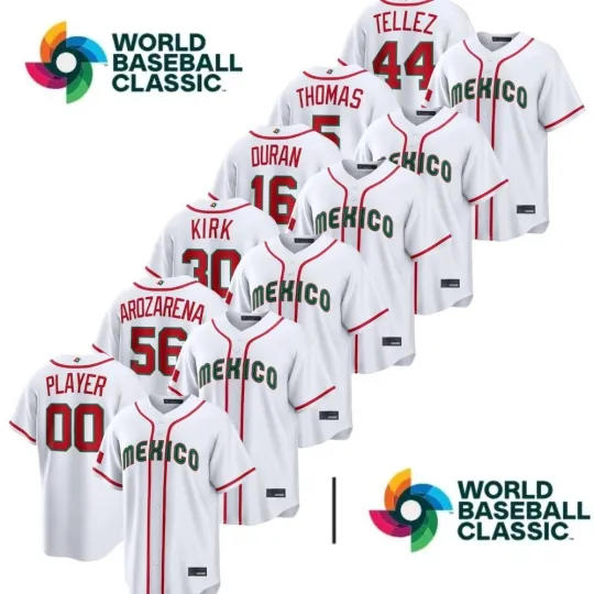 Discover Mexico White 2026 World Classic Men's Printed Jersey