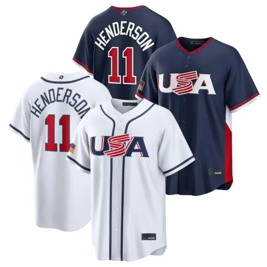 Discover 2026 World Classic Gunnar #11 Henderson White And Navy Men's Printed Jersey