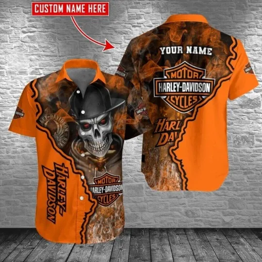 Discover Personalized Harley Racing Davidson Casual Button-Down Shirt Unisex