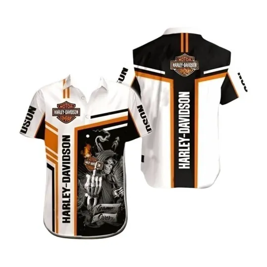 Discover Haarleyy Davidson Hawaiian Casual Button Down Shirt Unisex