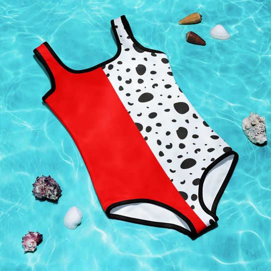 Discover Cruella Dalmations Kids and Youth Swimsuit | Disney Vacation | Disney Swim | Disney Cruise | Cruella Deville
